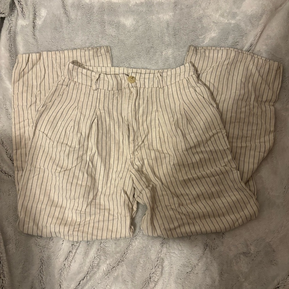 L.A. Hearts Size Small Black Striped Cream Linen Pants